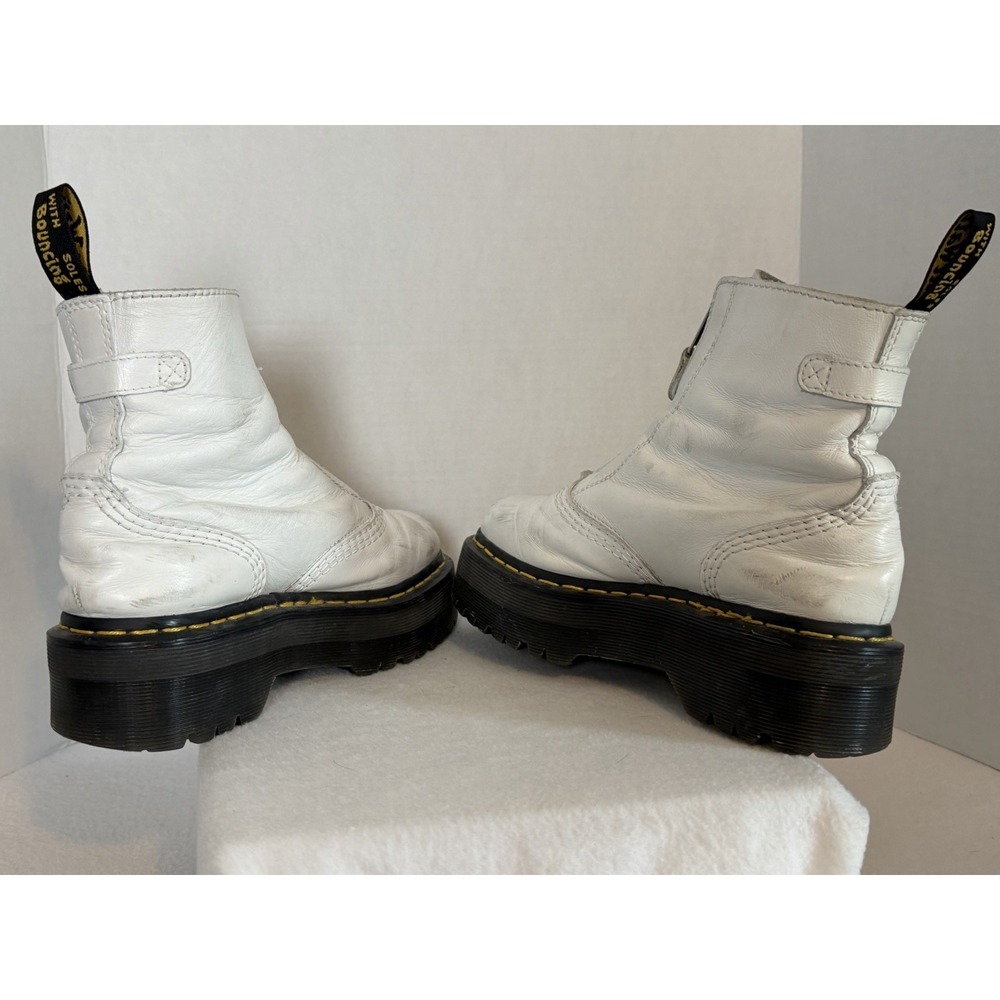 Dr Martens Jetta Combat Boots Women sz 7 White Leather Front Zip Platform Ankle - Picture 5 of 8